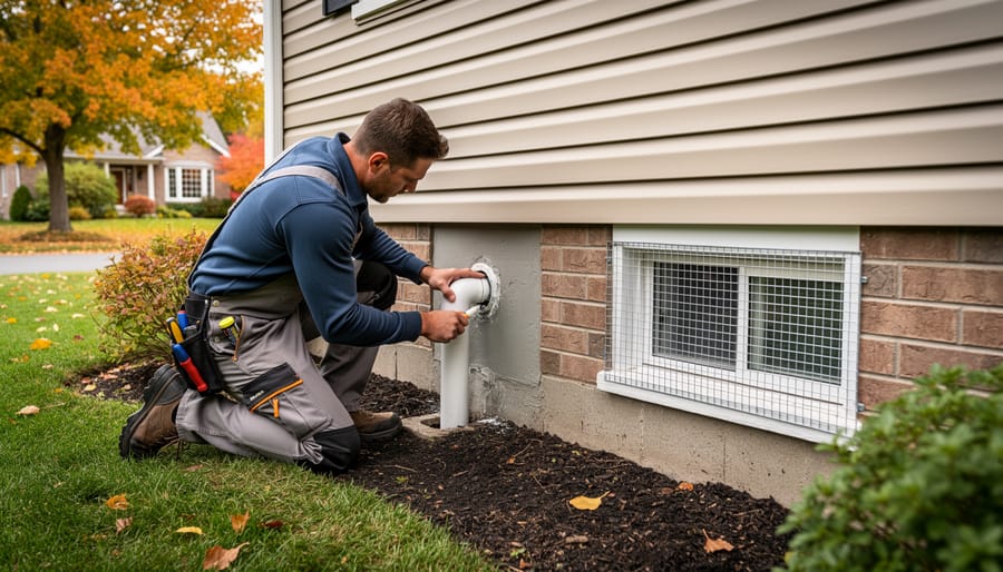 Home foundation with sealed gaps and protective mesh screens on vents